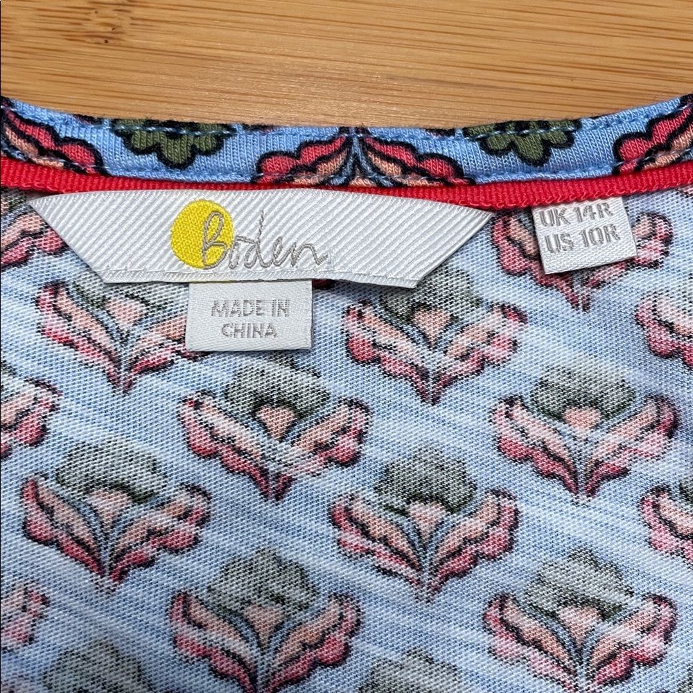 Boden Anita Jersey Midi Dress Size 10 Dusty Blue Oriental Meadow V Neck - Picture 11 of 16